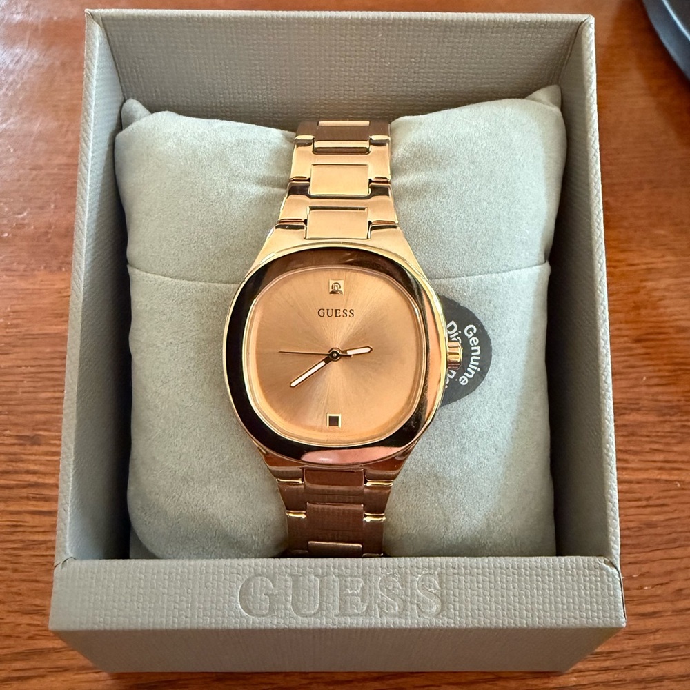BRAND NEW Guess Women’s Watch, Rose Gold + Genuine Diamond